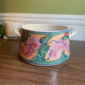 Vintage 7” Hand Thrown Studio Pottery Crock with Handles - Rich & Darleen Binder